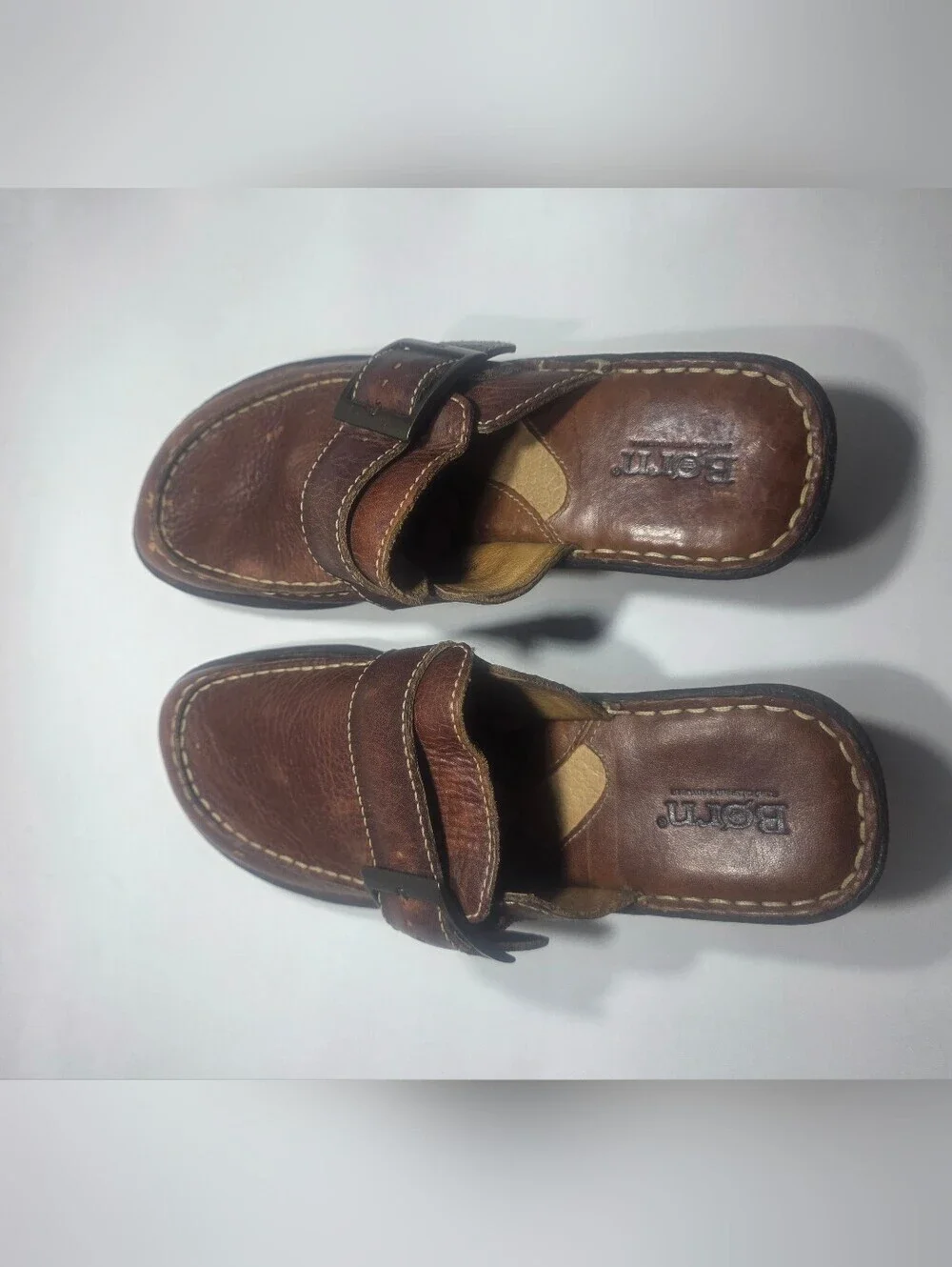 Born Brown Leather Clogs Mules Slip On Comfort Shoes Women’s US 9 EU 40.5